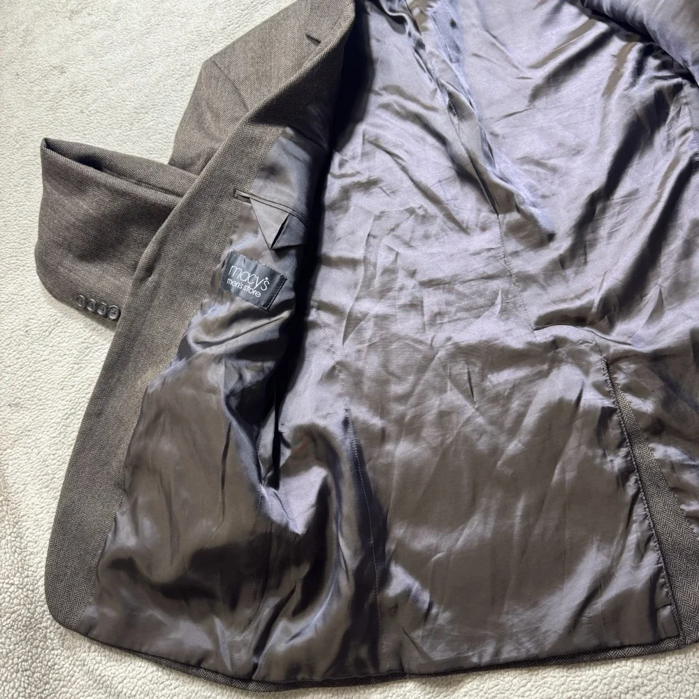 Lauren‎ Ralph Lauren Jacket Mens 46 Blazer Two Button Lined Macys Herringbone